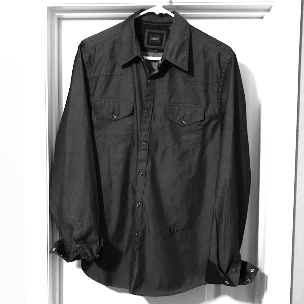 Guess pearl snap dress shirt